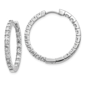 14k White Gold AA Diamond Hinged Hoop Earrings