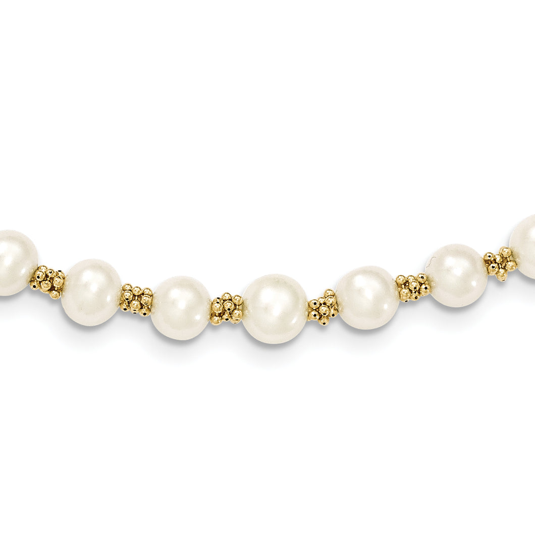 14k 6-7mm White Round Freshwater Cultured Pearl Bracelet