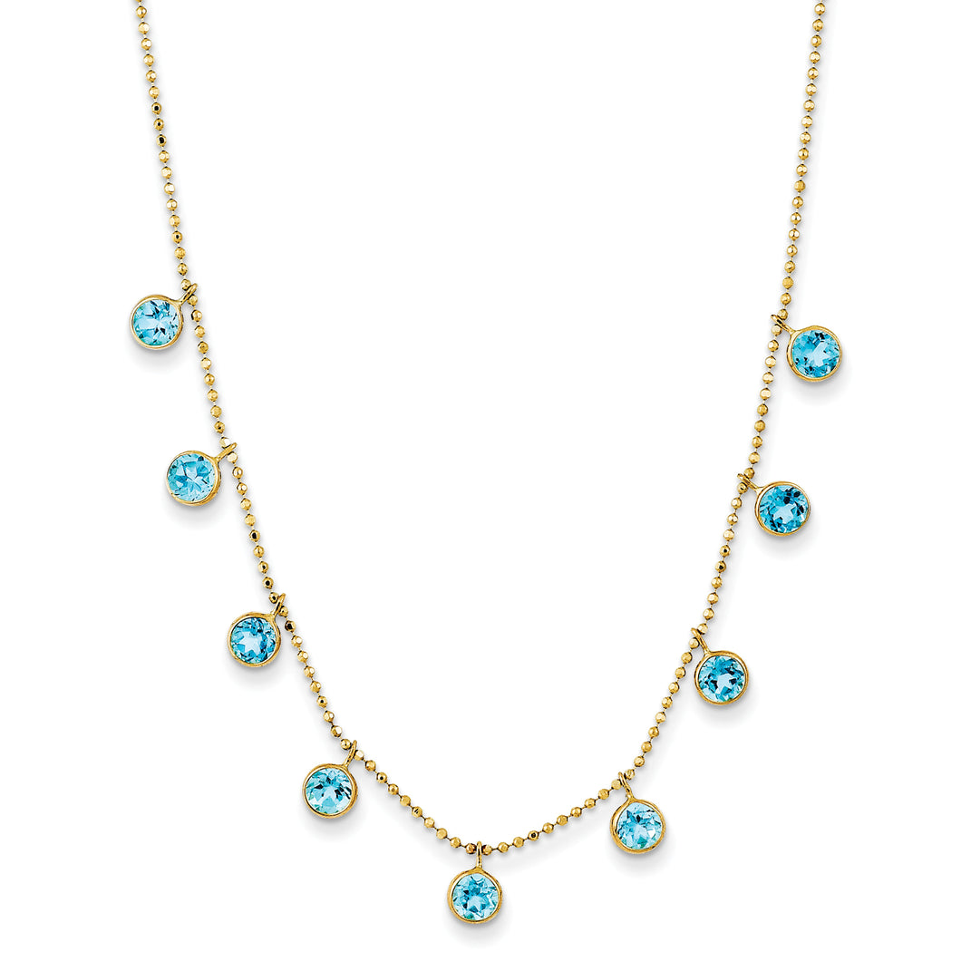 14k Blue Topaz w/2in ext. Necklace