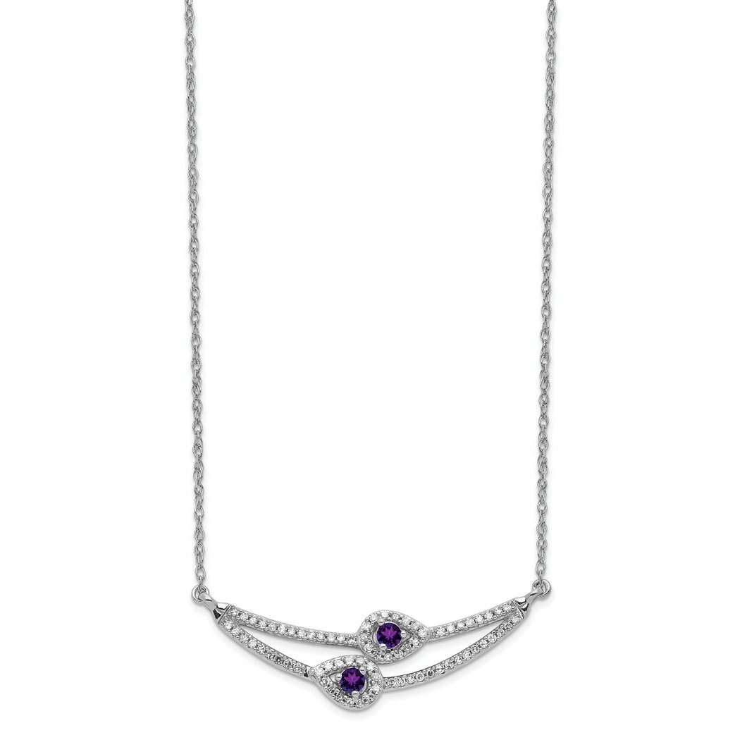 14k White Gold Diamond & Amethyst Necklace