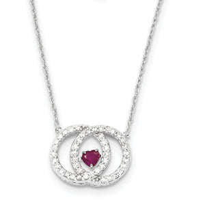 14k White Gold Diamond & Vibrant Ruby Necklace