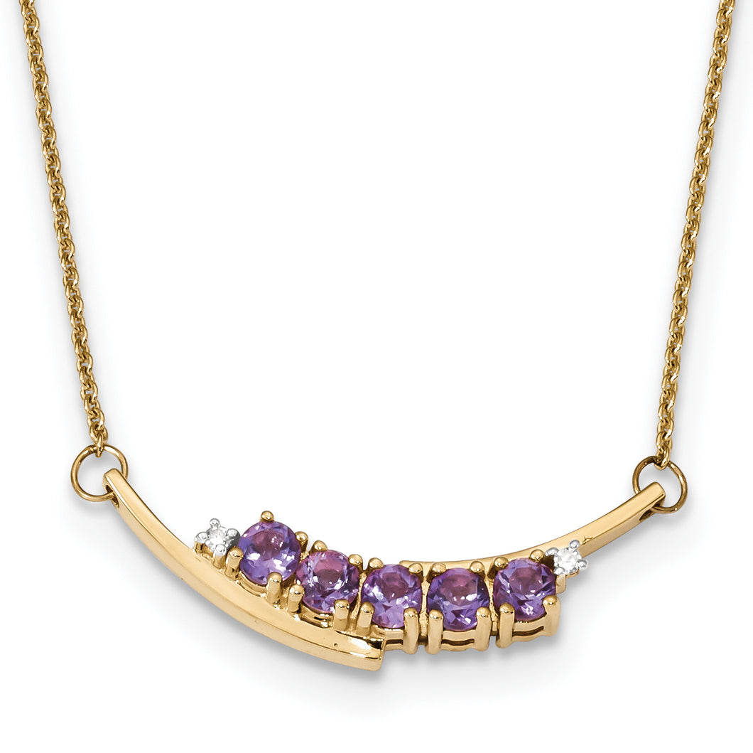 14K Gold w/ Amethyst & Diamond Necklace