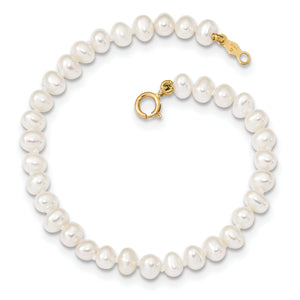 14k Madi K 3-4mm White Egg Shape FW Cultured Pearl Bracelet