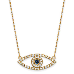 14k Medium Necklace Diamond and Sapphire Evil Eye