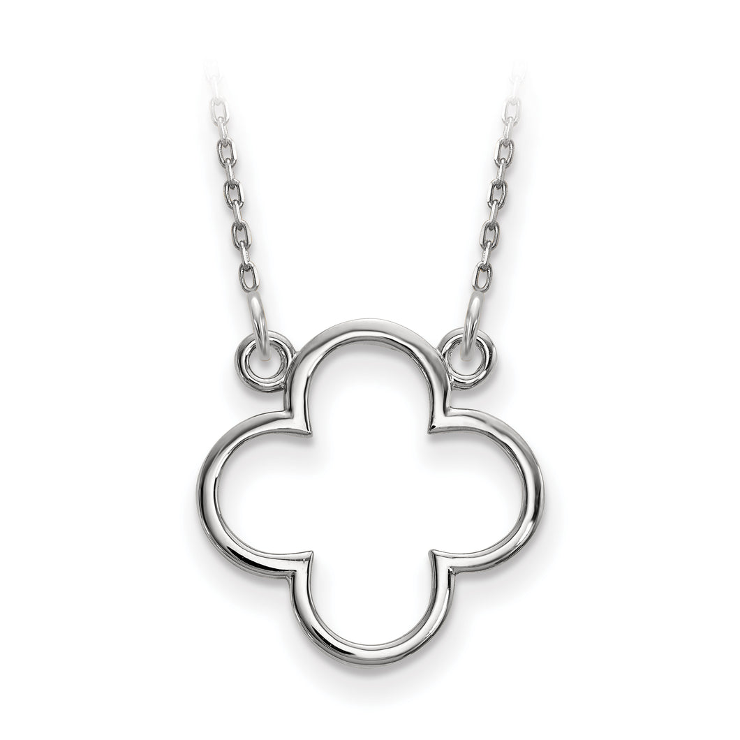 14k White Gold Small necklace Quatrefoil Design