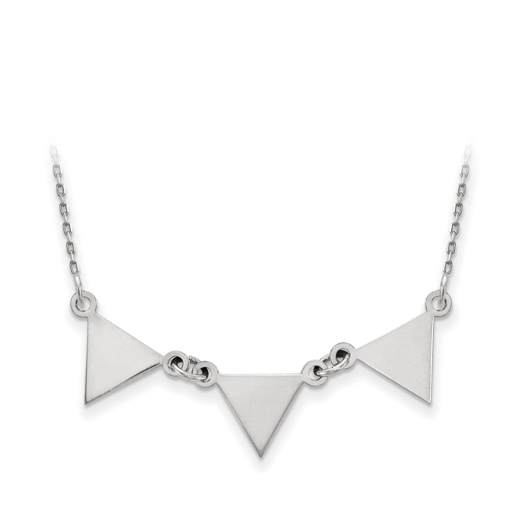 14k White Gold 3 Attached Triangle Necklace