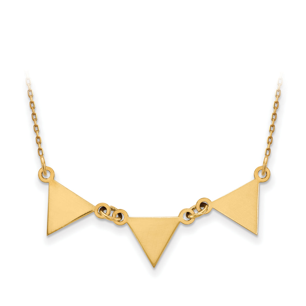 14k 3 Attached Triangle Necklace