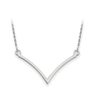 14k White Gold V Necklace