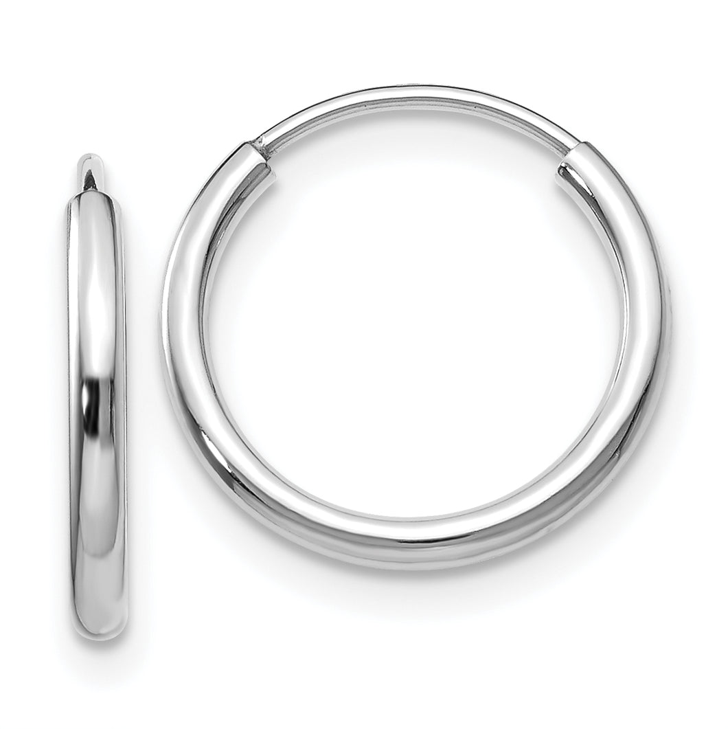 14k White Gold 1.5mm Polished Endless Hoop Earrings