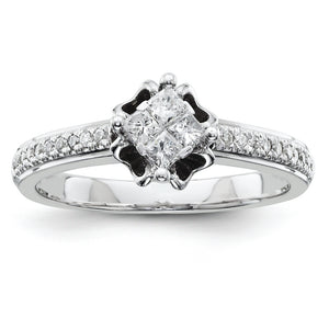 14k White Gold Multi-Stone Diamond Engagement Ring