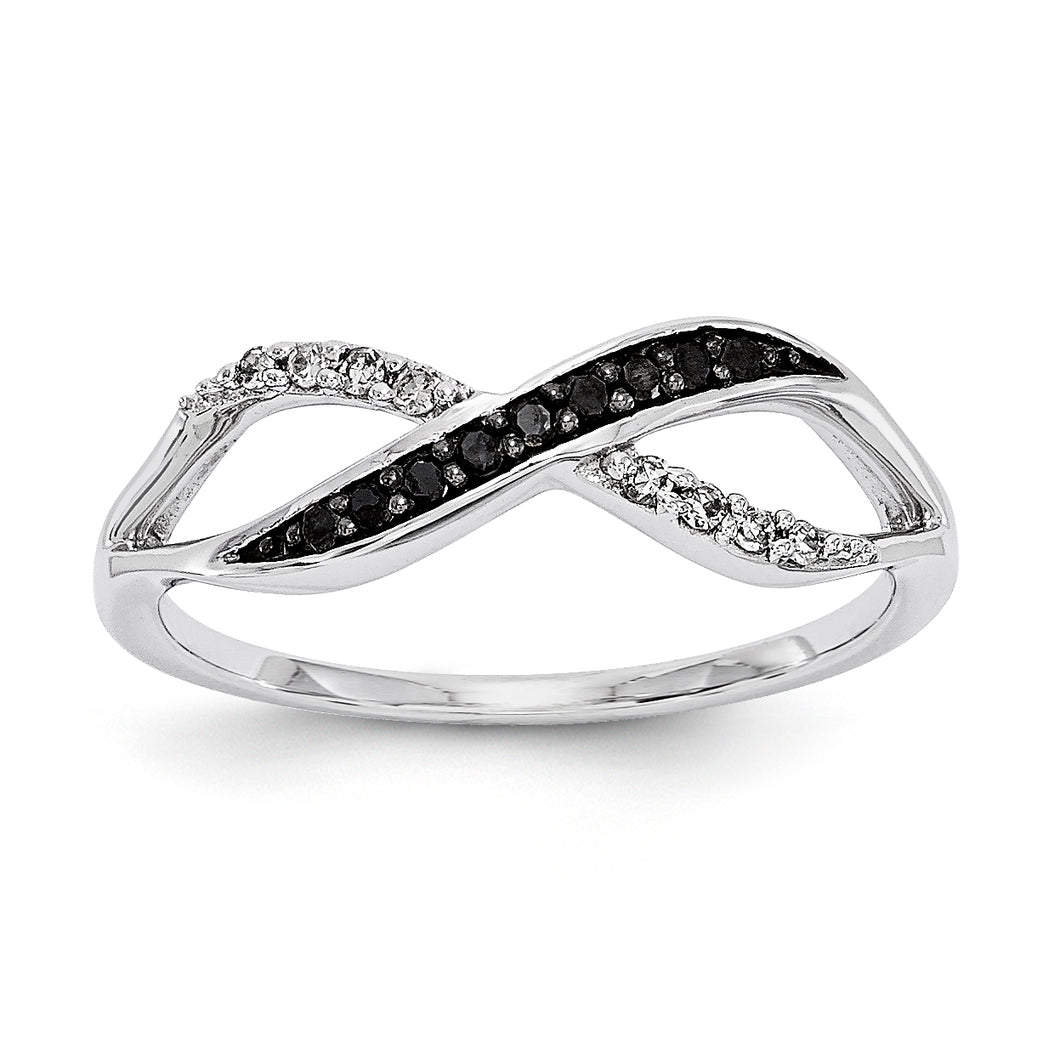 14k White Gold w/ Black and White Diamond Ring
