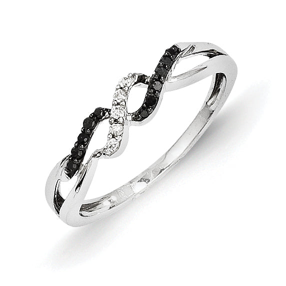14k White Gold w/ Black and White Diamond Ring