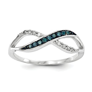 14k White Gold w/ Blue and White Diamond Ring