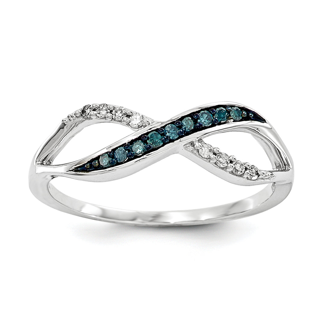 14k White Gold w/ Blue and White Diamond Ring