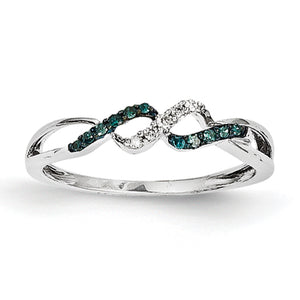 14k White Gold w/ Blue and White Diamond Ring