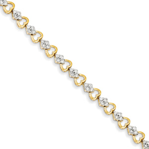 14k Diamond Heart Link Bracelet