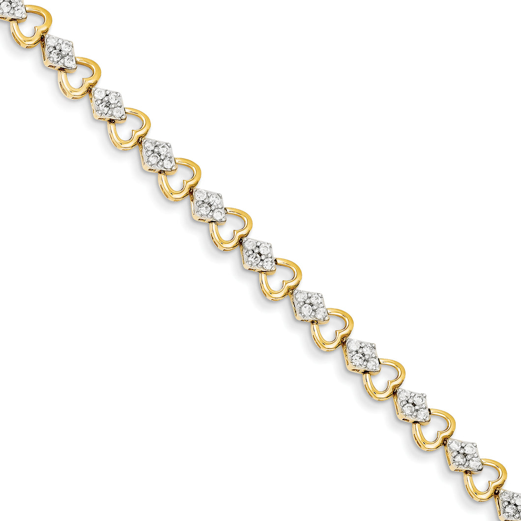 14k Diamond Heart Link Bracelet