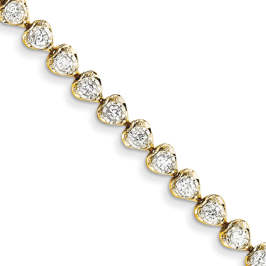 14k Diamond Heart Link Bracelet