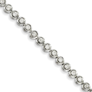 14k White Gold Diamond Circle Link Bracelet