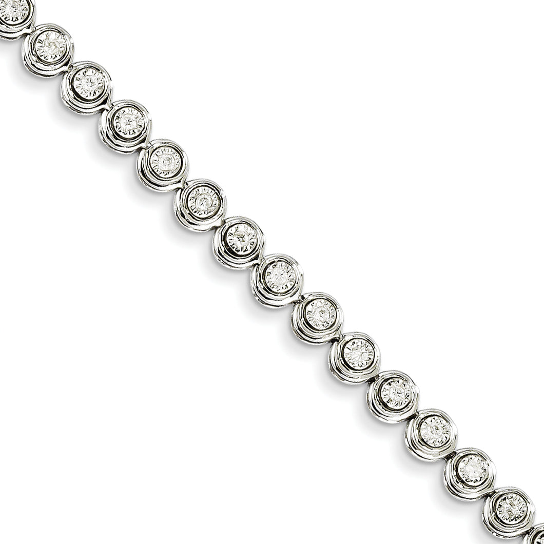 14k White Gold Diamond Circle Link Bracelet