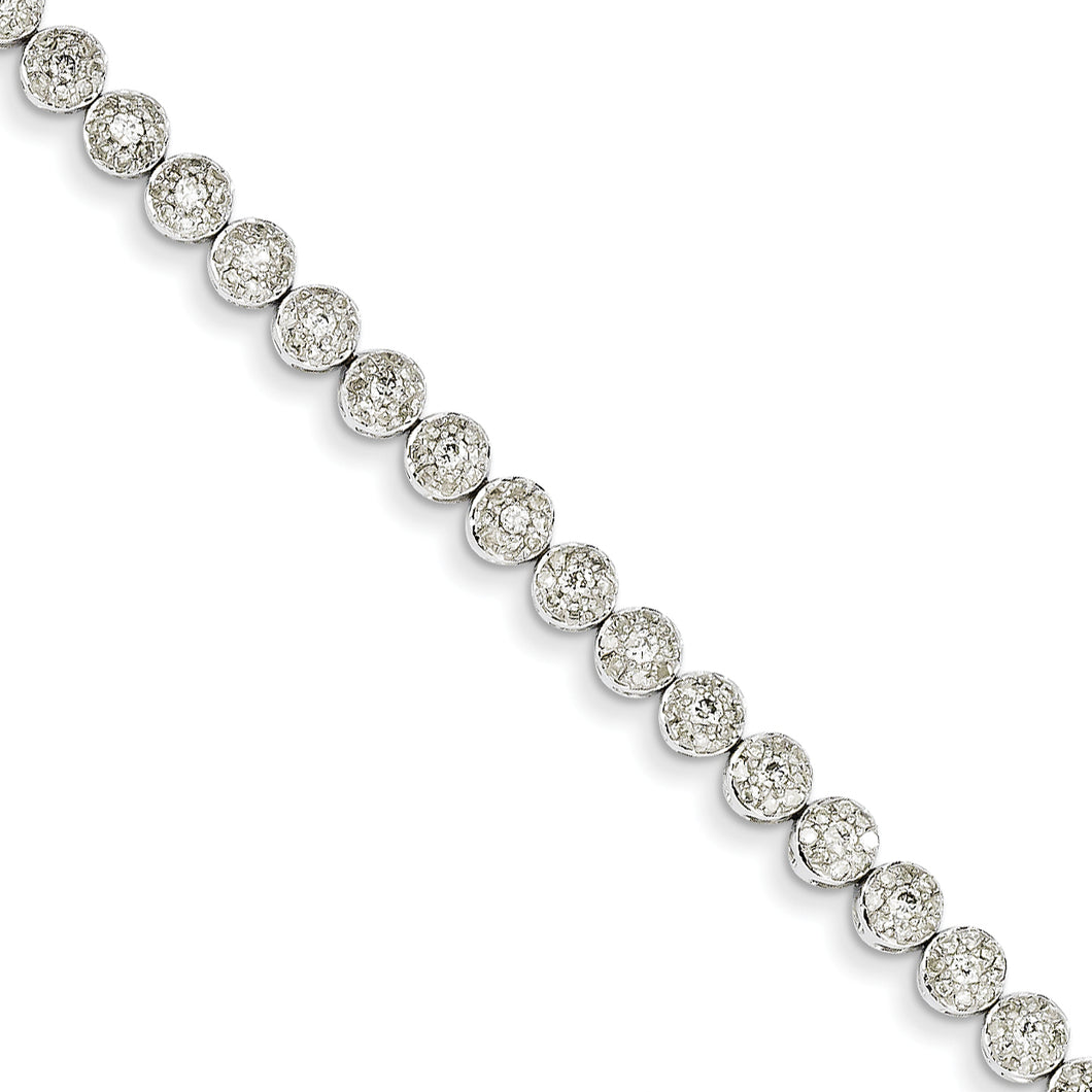 14k White Gold Diamond Circle Link Bracelet