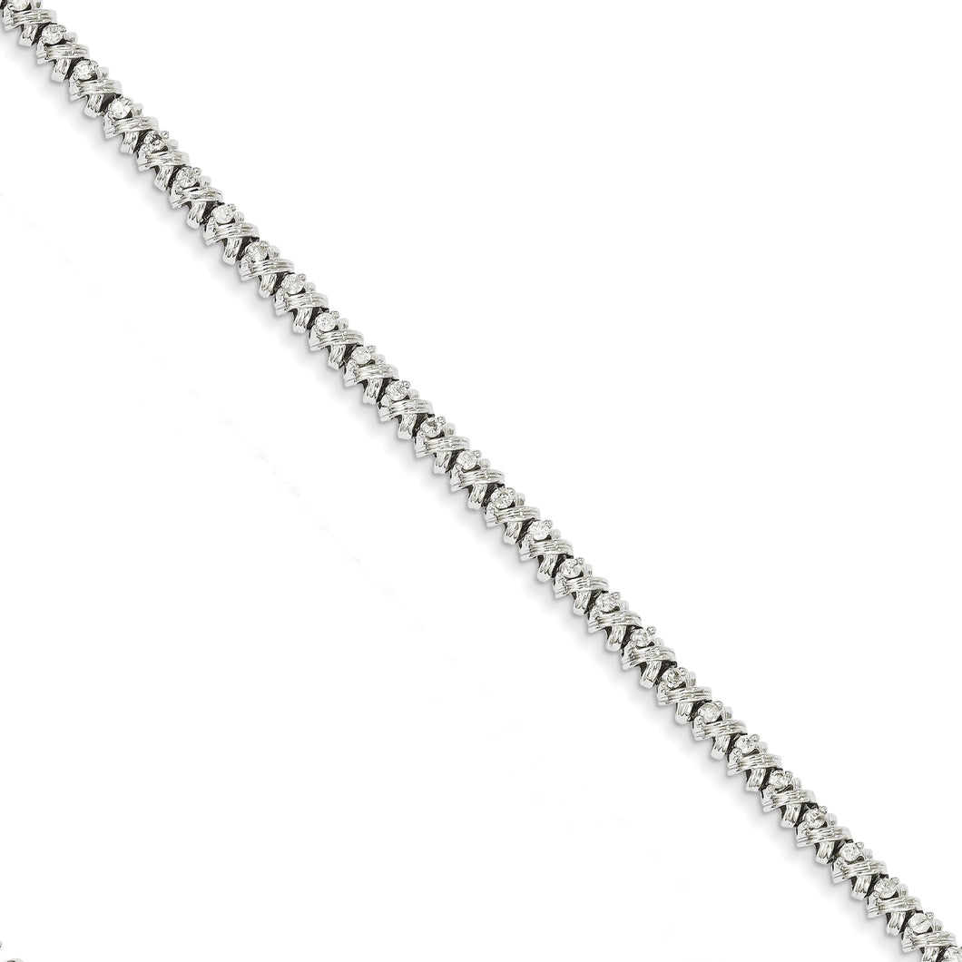 14k White Gold Diamond X Bracelet