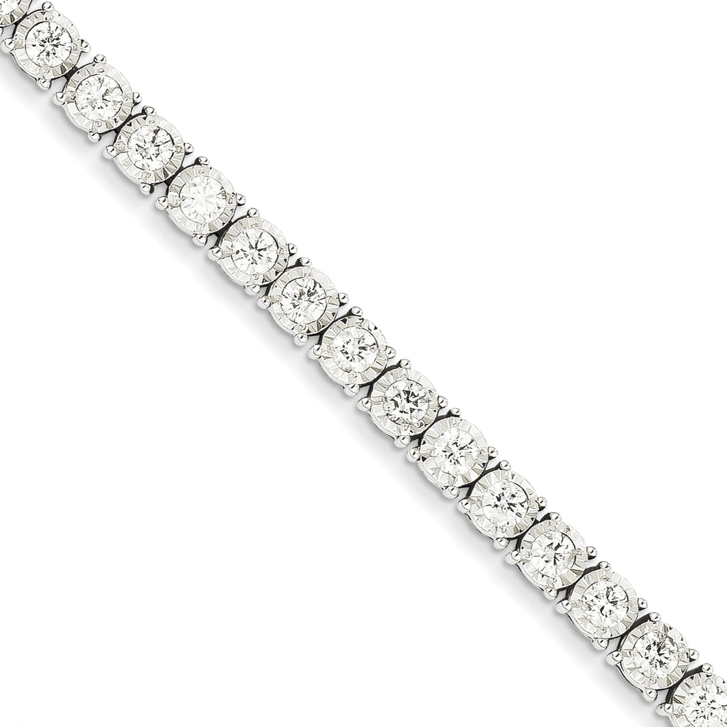 14k White Gold Cluster Setting Diamond Bracelet