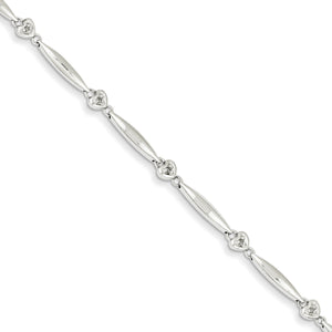 14k White Gold Diamond Heart Bracelet