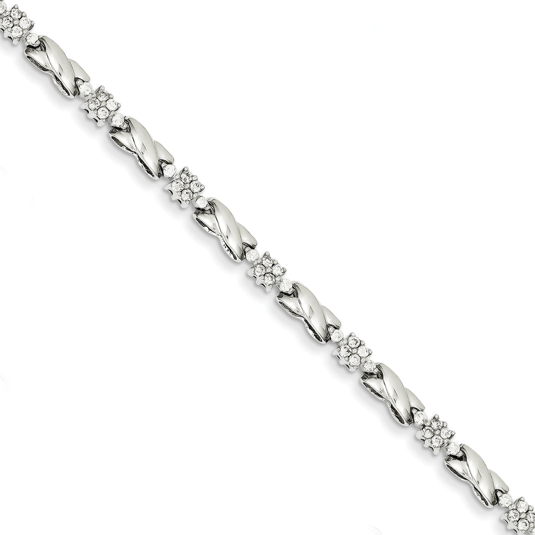 14k White Gold Diamond X Bracelet