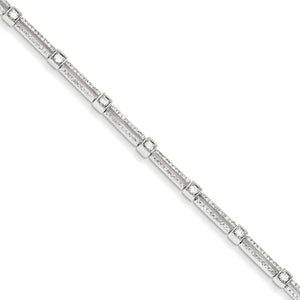 14k White Gold Diamond Square & Rectangle Link Bracelet