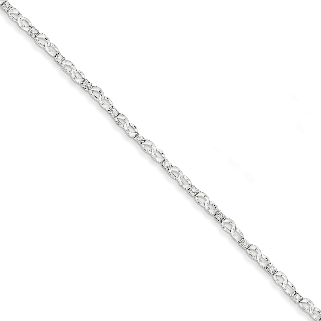 14k White Gold Diamond Figure 8 Bracelet