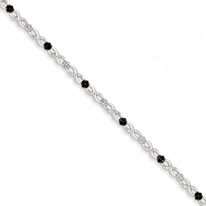 14K White Gold White & Black Diamond Bracelet