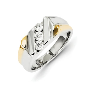 14k Two-tone Gold Diamond Mens Ring