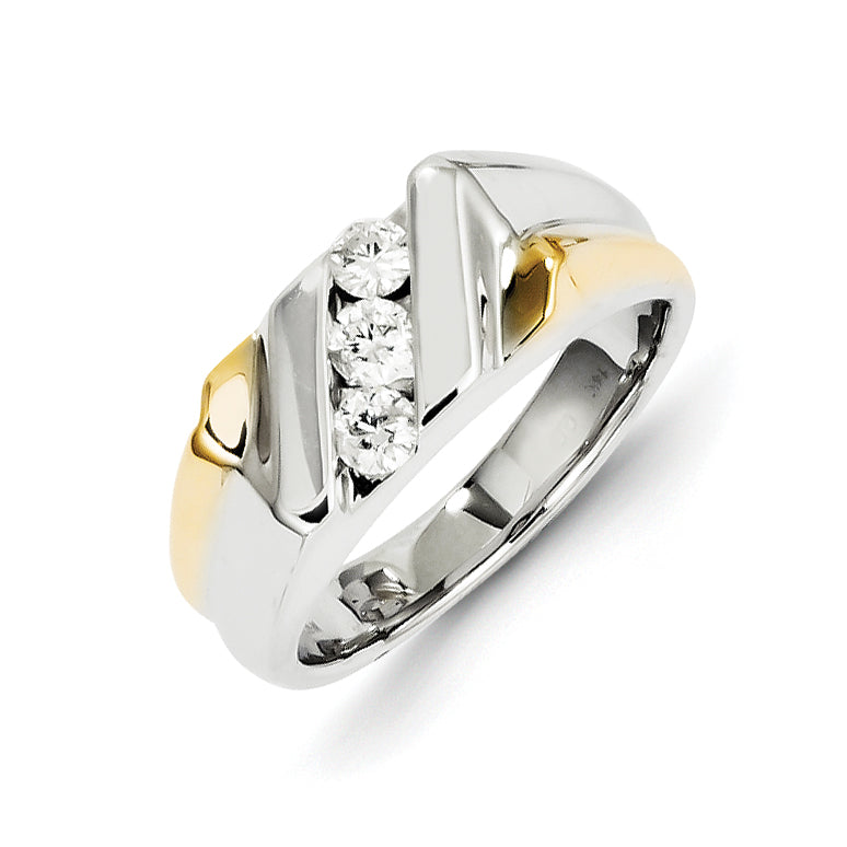 14k Two-tone Gold Diamond Mens Ring