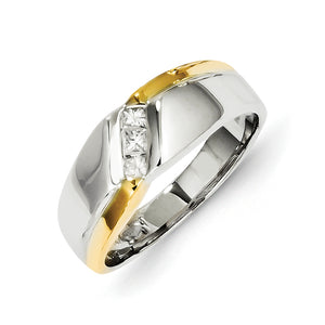 14k Two-tone Diamond Mens Ring