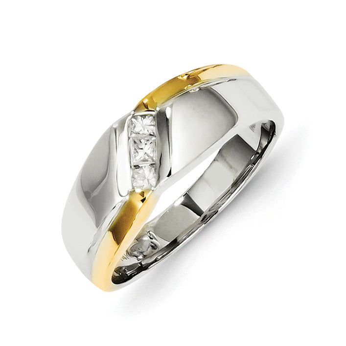 14k Two-tone Diamond Mens Ring