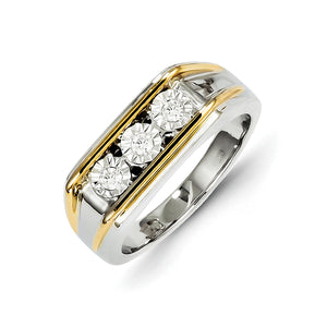 14k Two-tone Gold Diamond Mens Ring