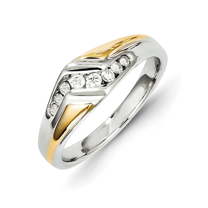 14k Two-tone Gold Diamond Mens Ring