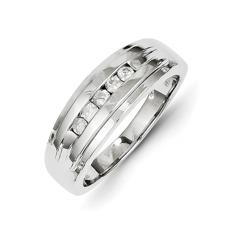 14k White Gold Diamond Men's Ring