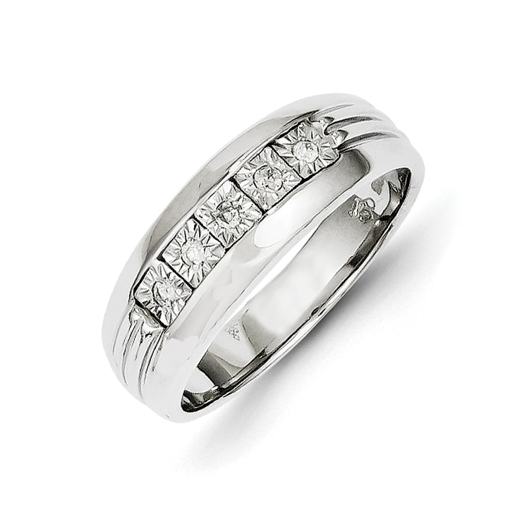 14k White Gold Diamond Men's Ring