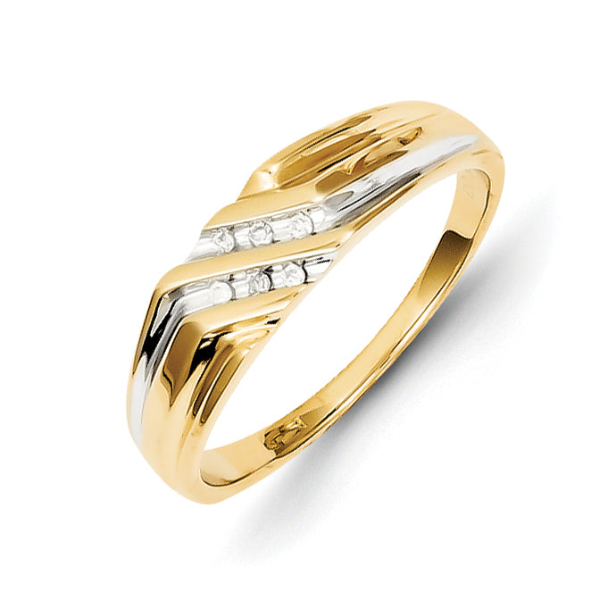 14k w/Rhodium Diamond Mens Ring