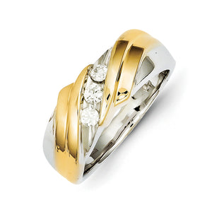 14k Two-tone Diamond Mens Ring