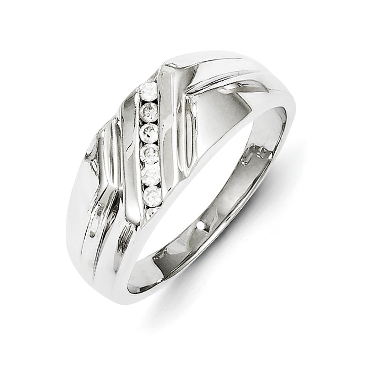 14k White Gold Diamond Men's Ring