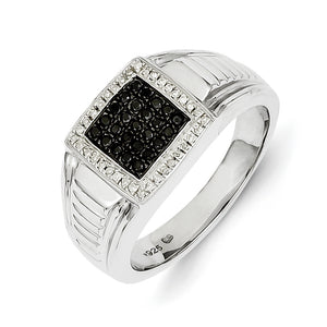 14k White Gold Black and White Diamond Men's Ring