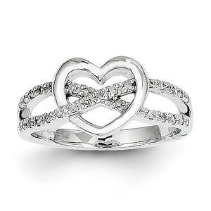 14K White Gold Diamond Heart Ring