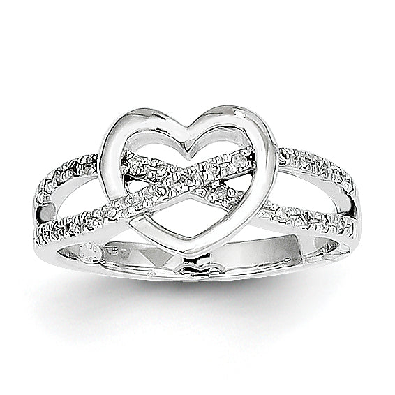 14K White Gold Diamond Heart Ring