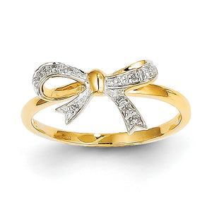 14k w/Rhodium Diamond Bow Ring