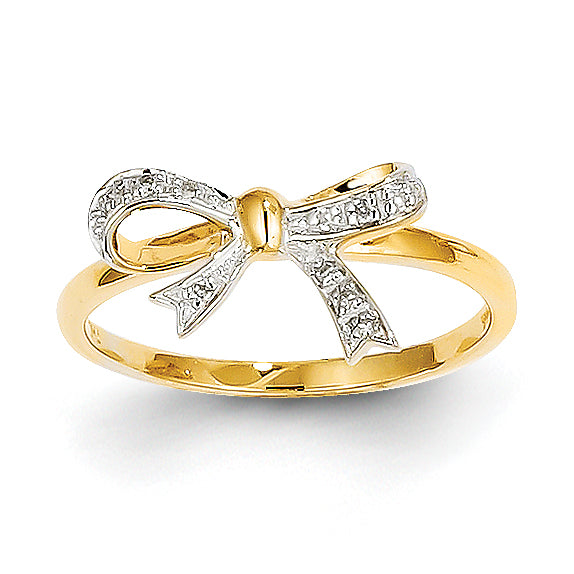 14k w/Rhodium Diamond Bow Ring