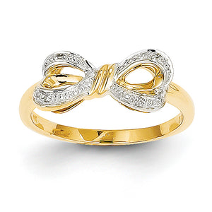 14k w/Rhodium Diamond Bow Ring