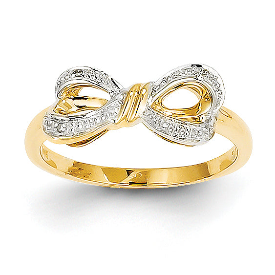 14k w/Rhodium Diamond Bow Ring